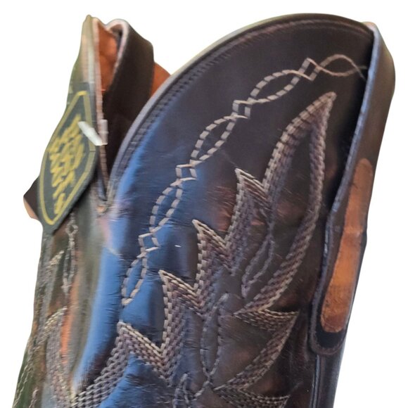 Dan Post Cowboy Boots Mens Exotic Eel Leather Brown Two Tone 8.5 D Never Worn - Picture 15 of 16